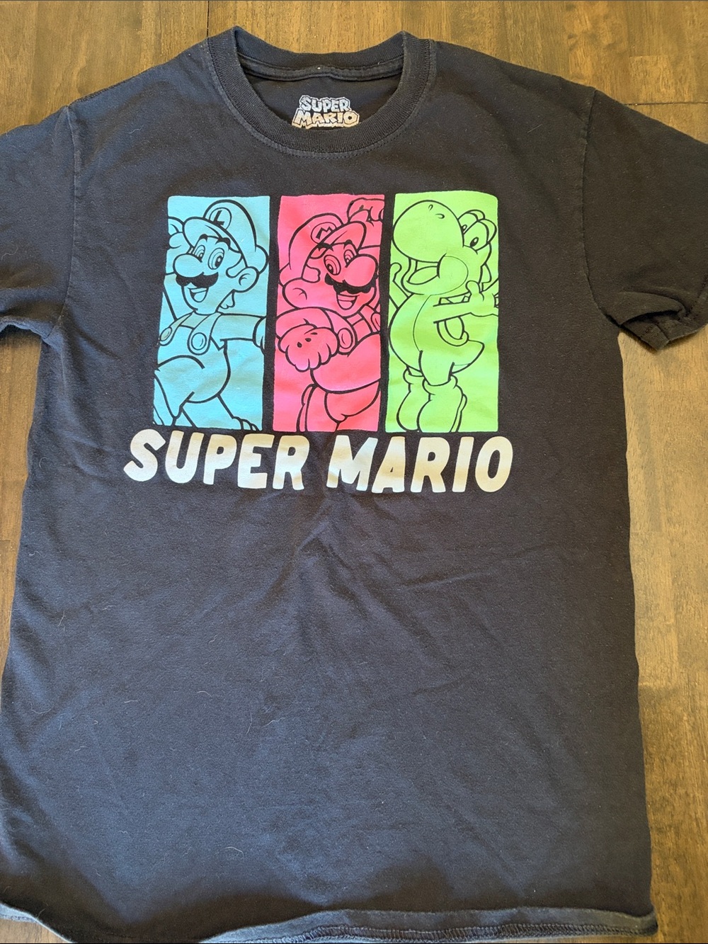 Nintendo Super Mario Tee - Black with Blue, Pink & Green Panels